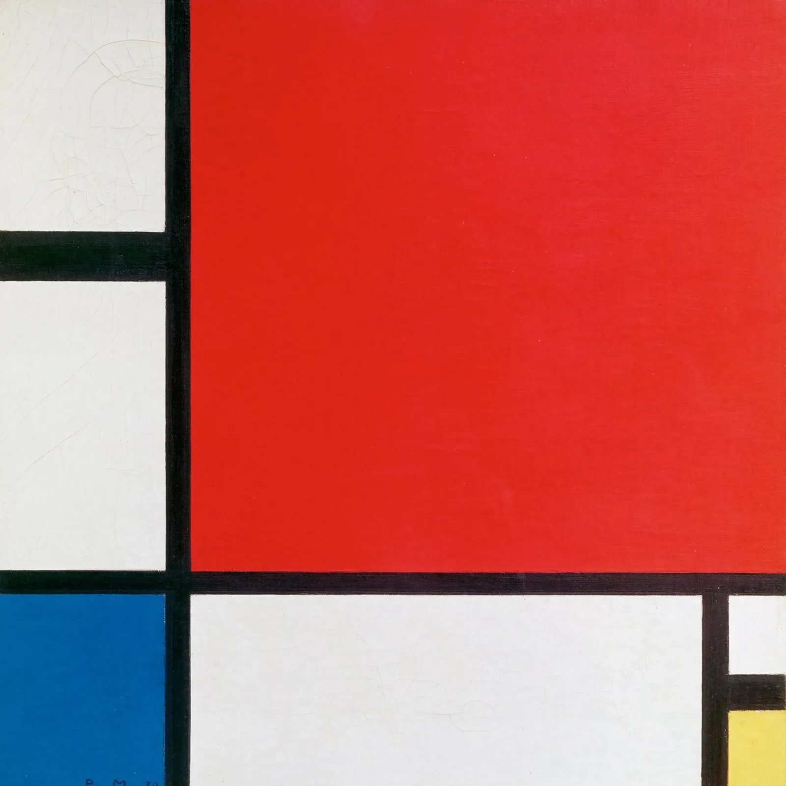 Piet Mondriaan, Composizione Mondrian II in rosso, blu, giallo pellicola backlit da William Store