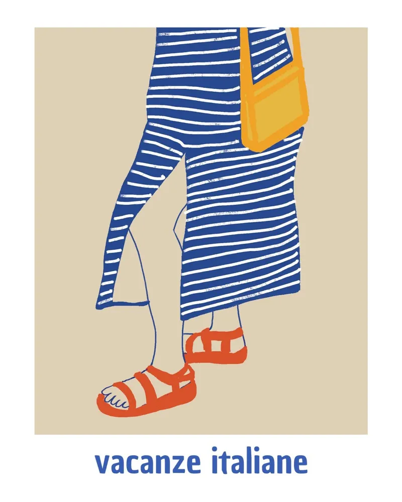 Vacances en Italie poster avec cadre en bois de tainah negreiros