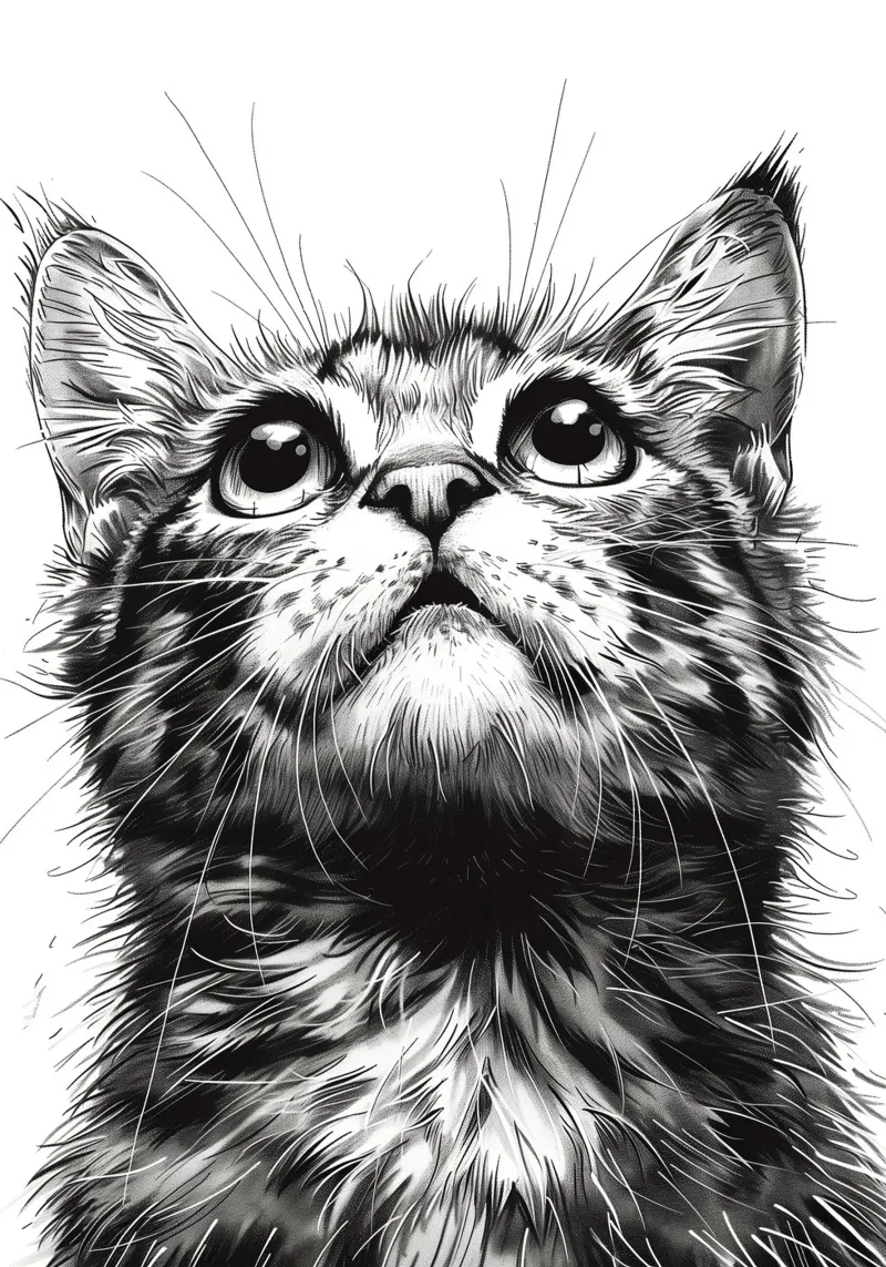Zwart-witte kat hahnemühle van Justyna Jaszke JBJart