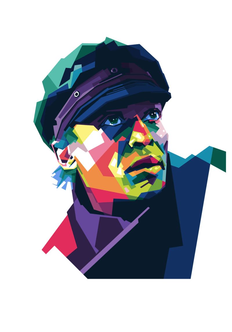 Miles Davis in stile WPAP pellicola backlit da Alkahfsmart