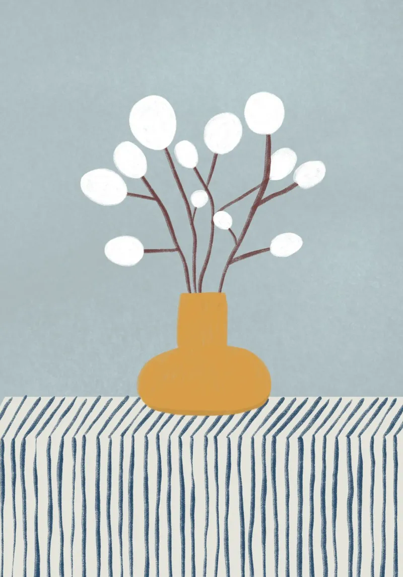 Palmenkätzchen - Blumenvase poster con telaio in alluminio da BAINAI