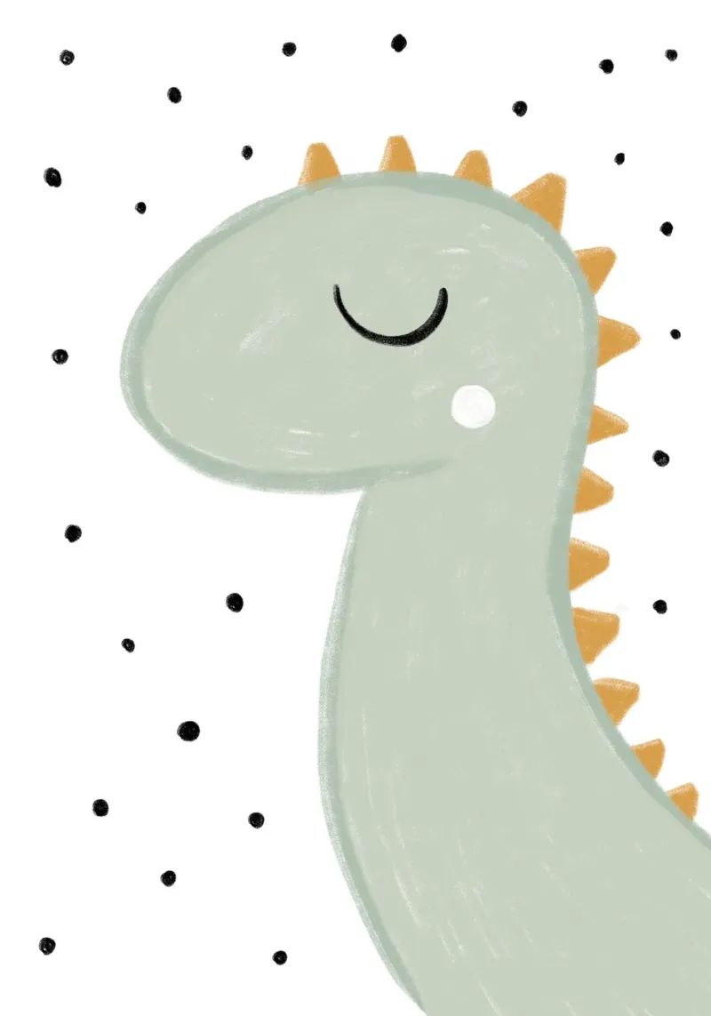 Dinosaurier mit Punkten poster con telaio in plastica da BAINAI KIDS