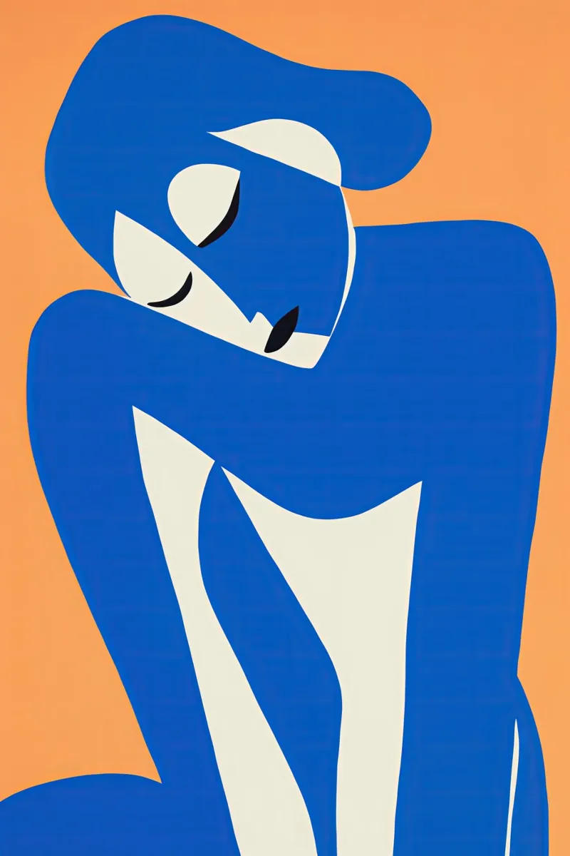 Donna dalla silhouette blu in stile Matisse pellicola backlit da Autofocus