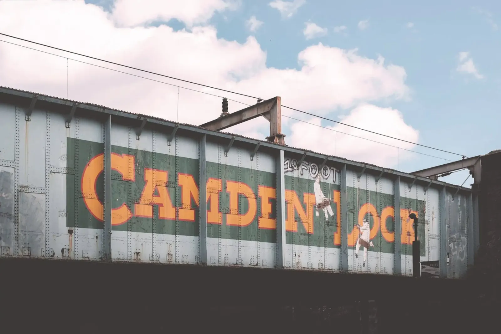 Londra, Inghilterra I Ponte industriale urbano di Camden poster con telaio in alluminio da Julie Travel Photography