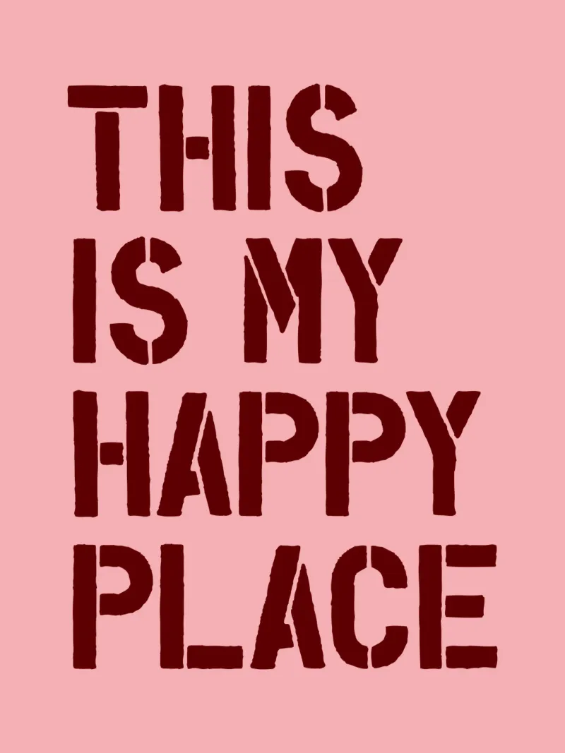 This is My Happy Place Bold Typography Print on Pink canvas with Floater frame by THE MOTIVATED TYPE