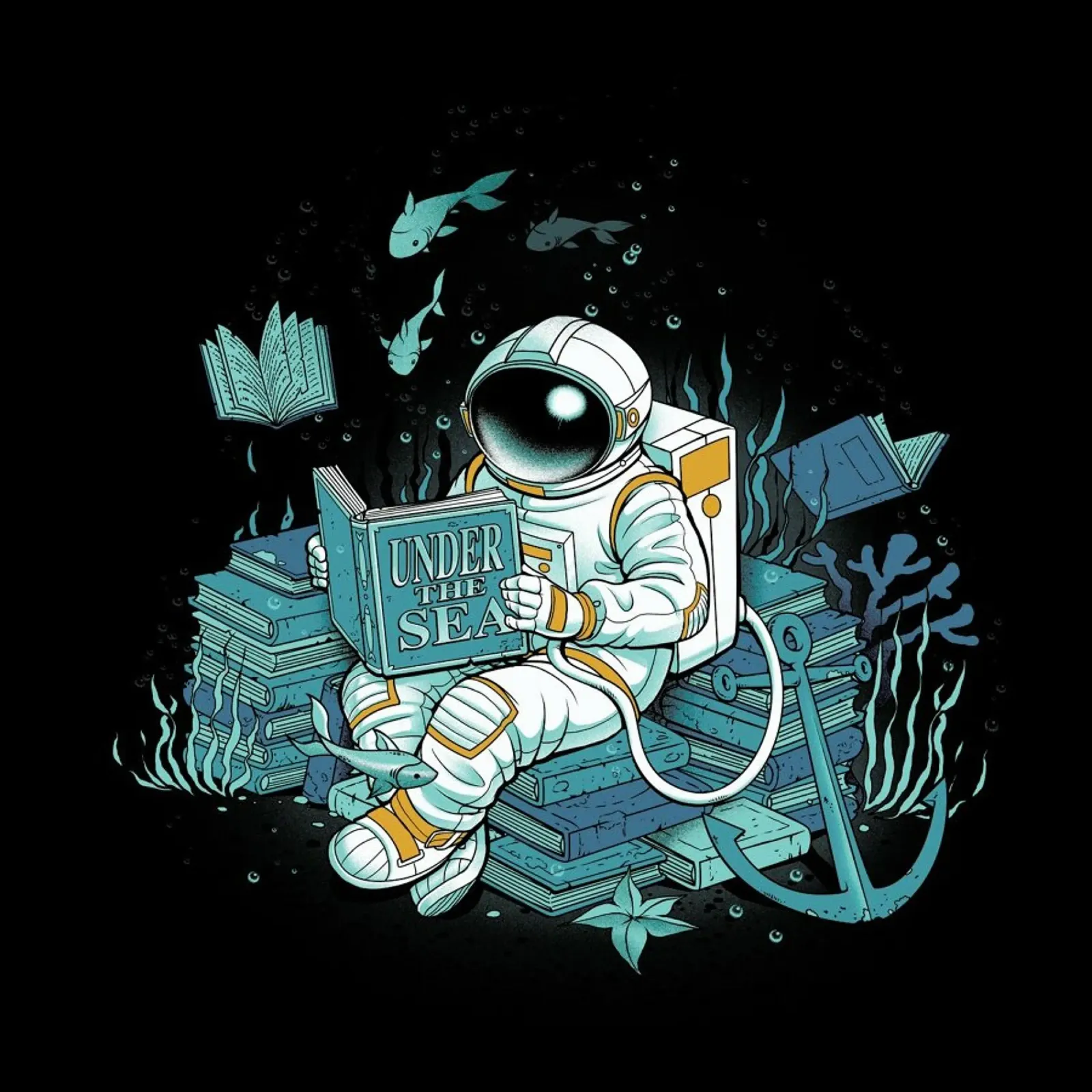 A reader lives a thousand lives - Cosmonaut Under The Sea alu-dibond by Tobe Fonseca