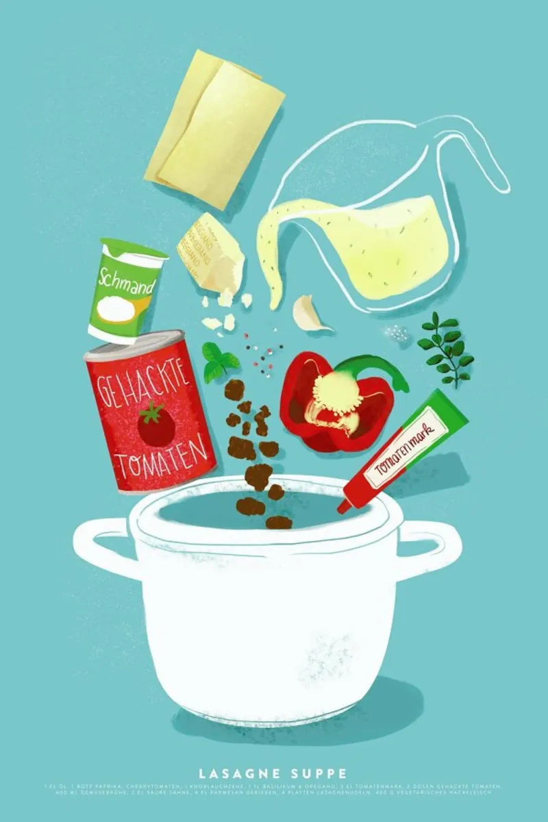 Lasagne Supper poster con telaio in legno da Julia Marquardt-Lott