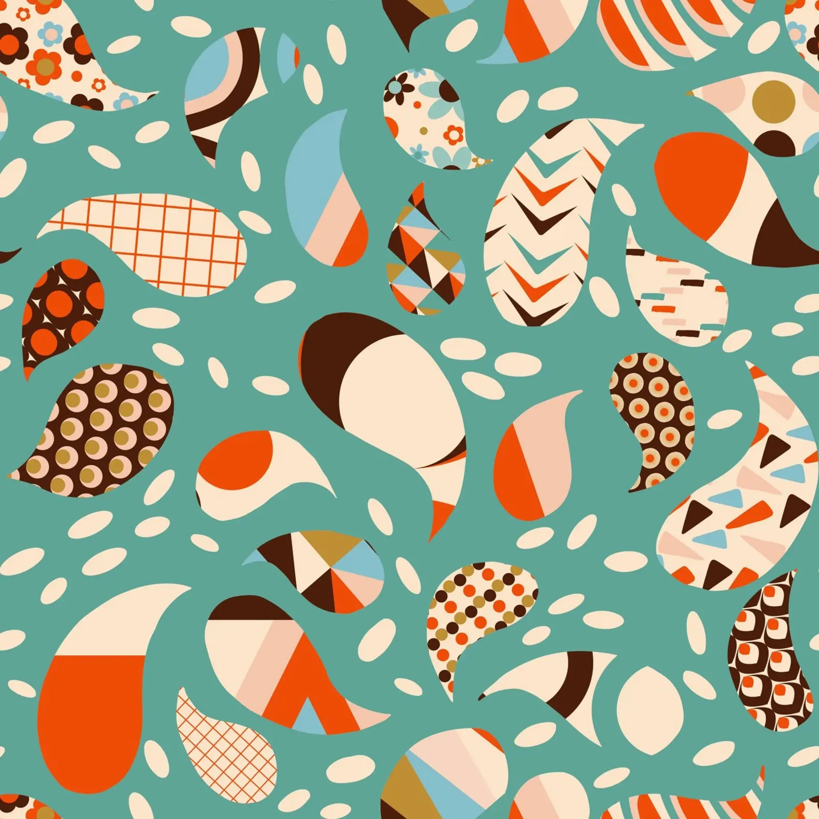 Retro Patchwork Paisley - Mitte des Jahrhunderts Modern Boho Acryl-Glas von susanacosta