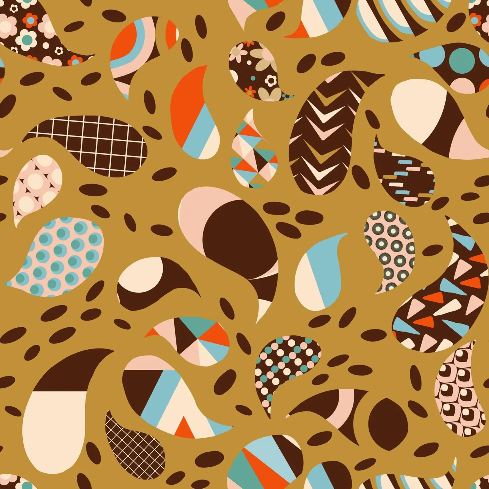 Vintage Patchwork Paisley Mustard - Mid-Century Retro Boho poster con telaio in plastica da susanacosta