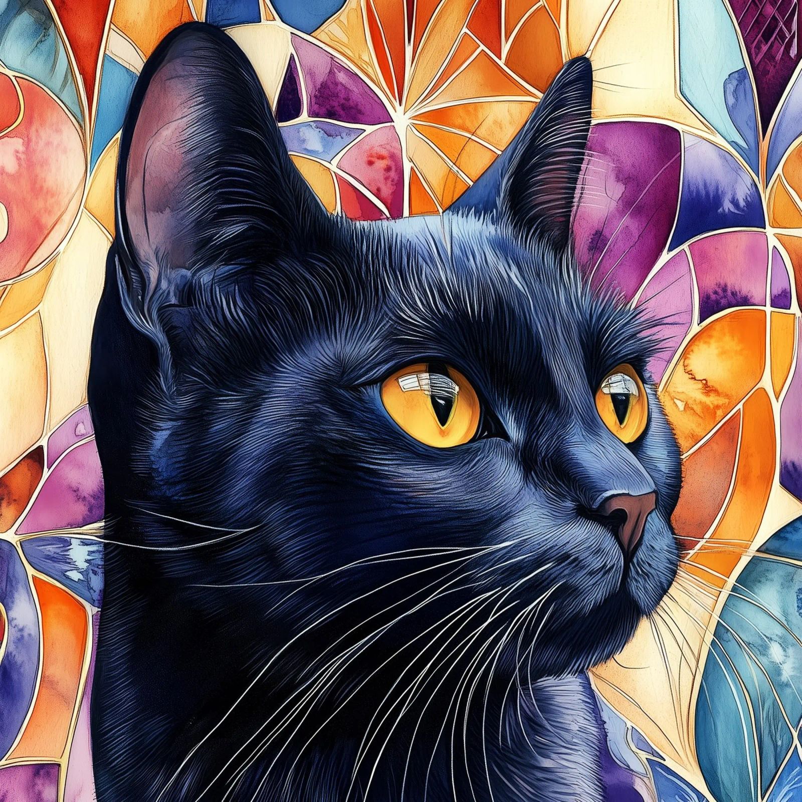 Black cat Rocky poster by Justyna Jaszke JBJart