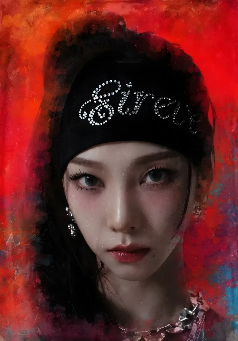 La star del K-pop karina aespa poster con telaio in legno da mitom