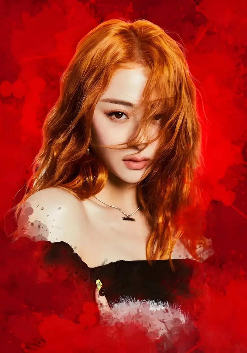 Ritratto Kpop di Huh YunJin poster con telaio in legno da mitom