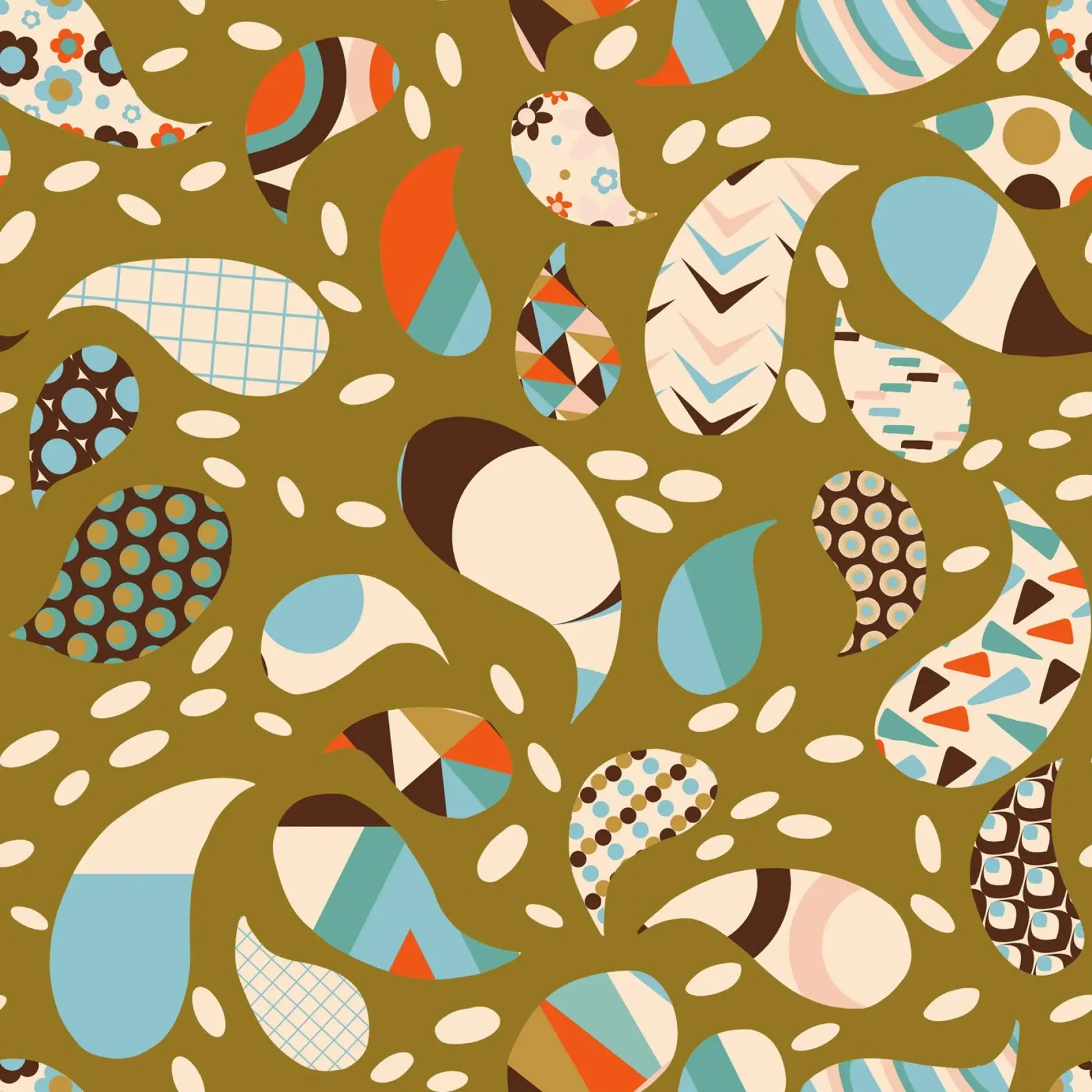 Retrò Boho Patchwork PaisleyVerde - Caldo Mid-Century Modern pellicola backlit da susanacosta