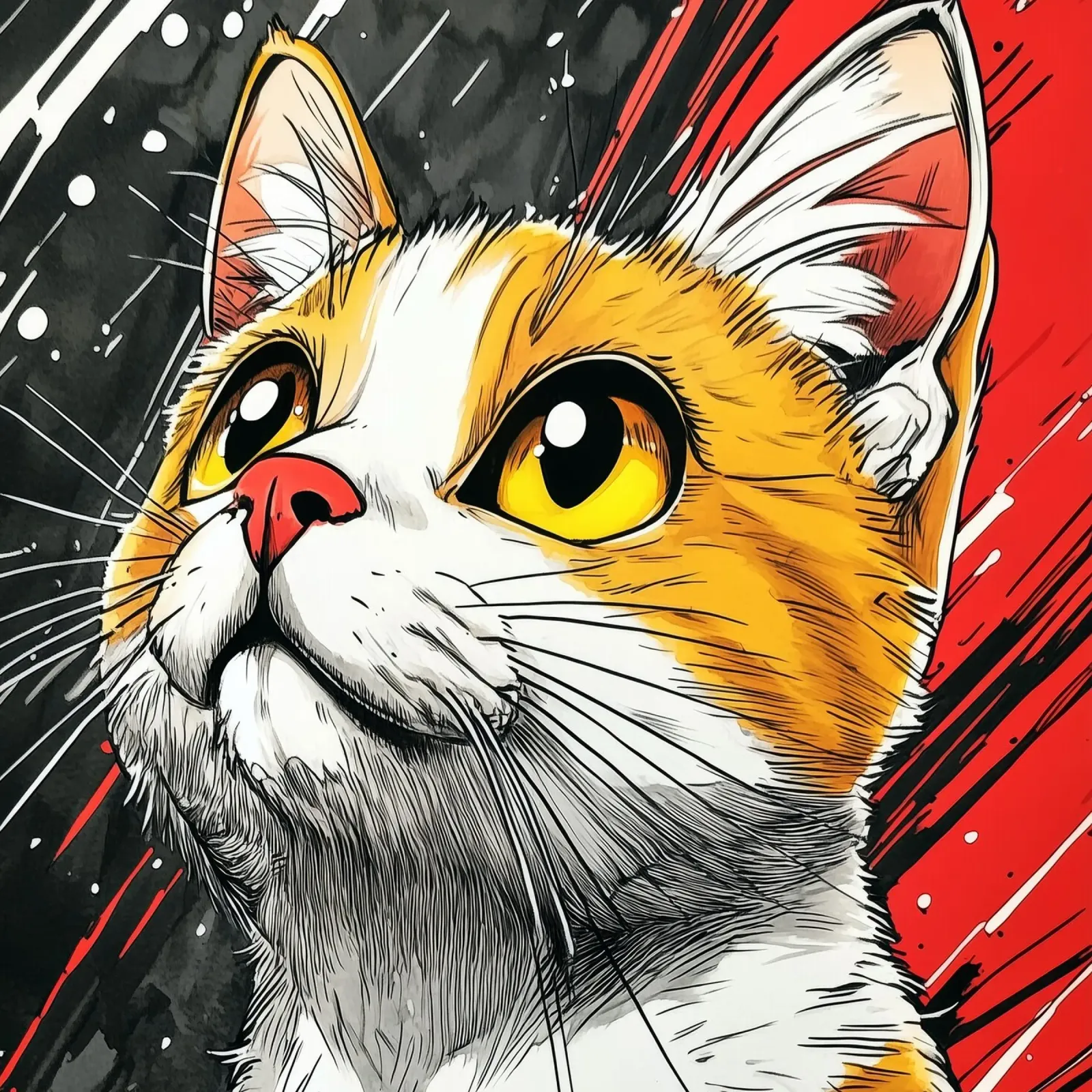 Katze Luna Tierkunst Hahnemühle von Justyna Jaszke JBJart