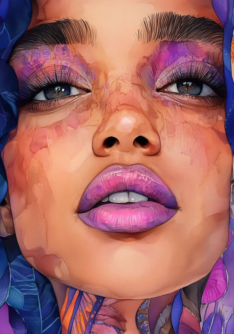 Labbra rosa viso di donna carta hahnemühle da Justyna Jaszke JBJart