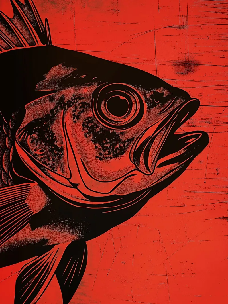 Illustrazione grafica di un pesce tela con Cornice a cassetta da Spice & Style