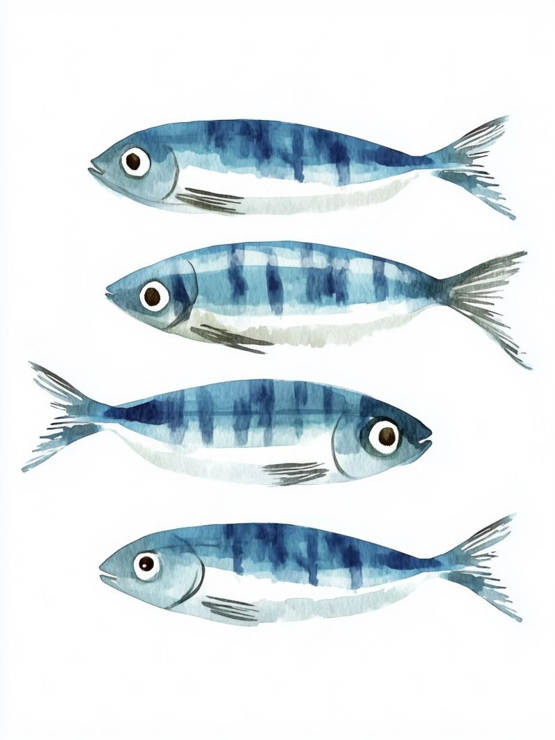 Minimalistisches Aquarell Fisch - Küsten Marine Kunst Wand drucken Poster von Kaji
