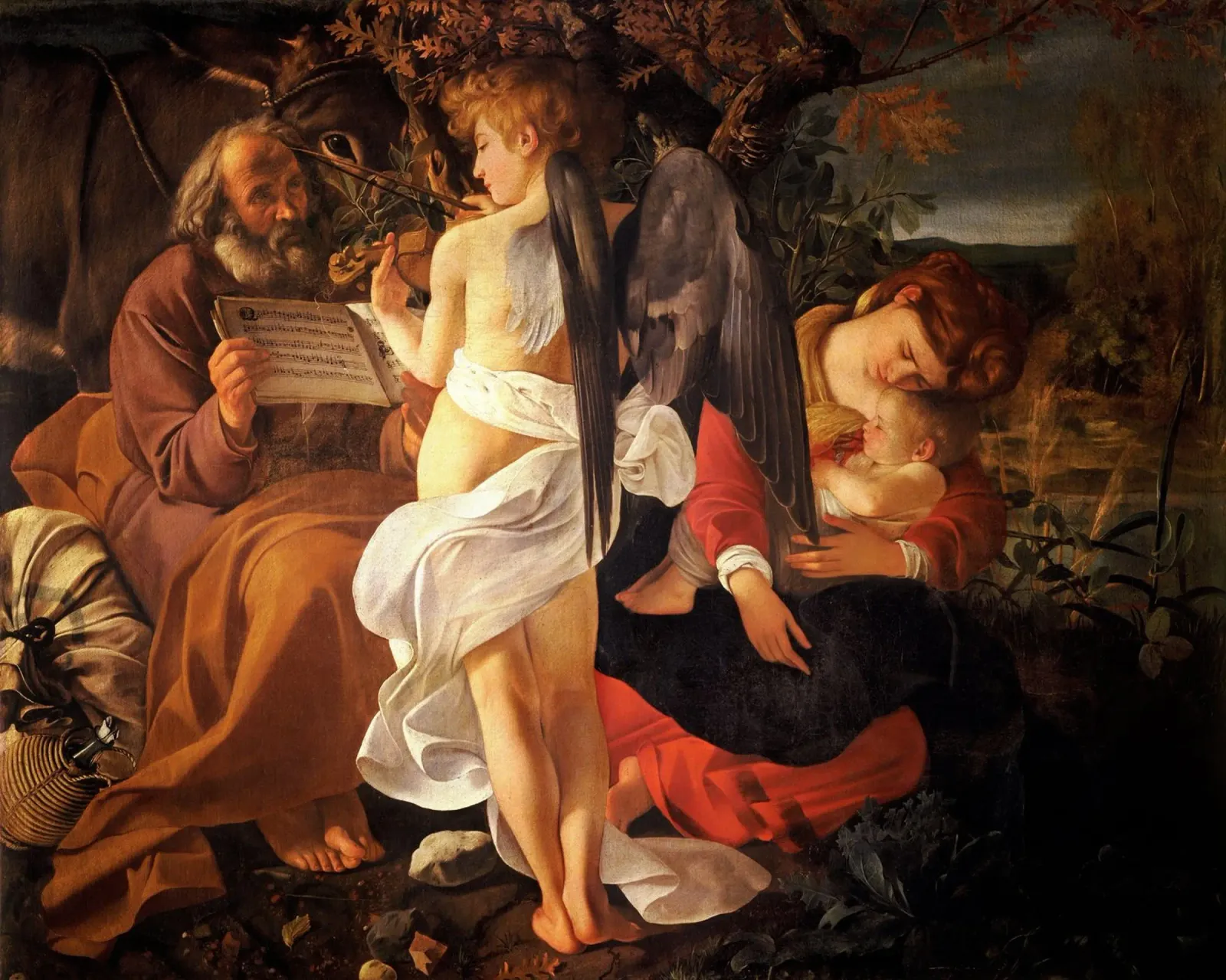 Caravaggio - Rest on the Flight into Egypt canvas with Floater frame by Timeless Artworks