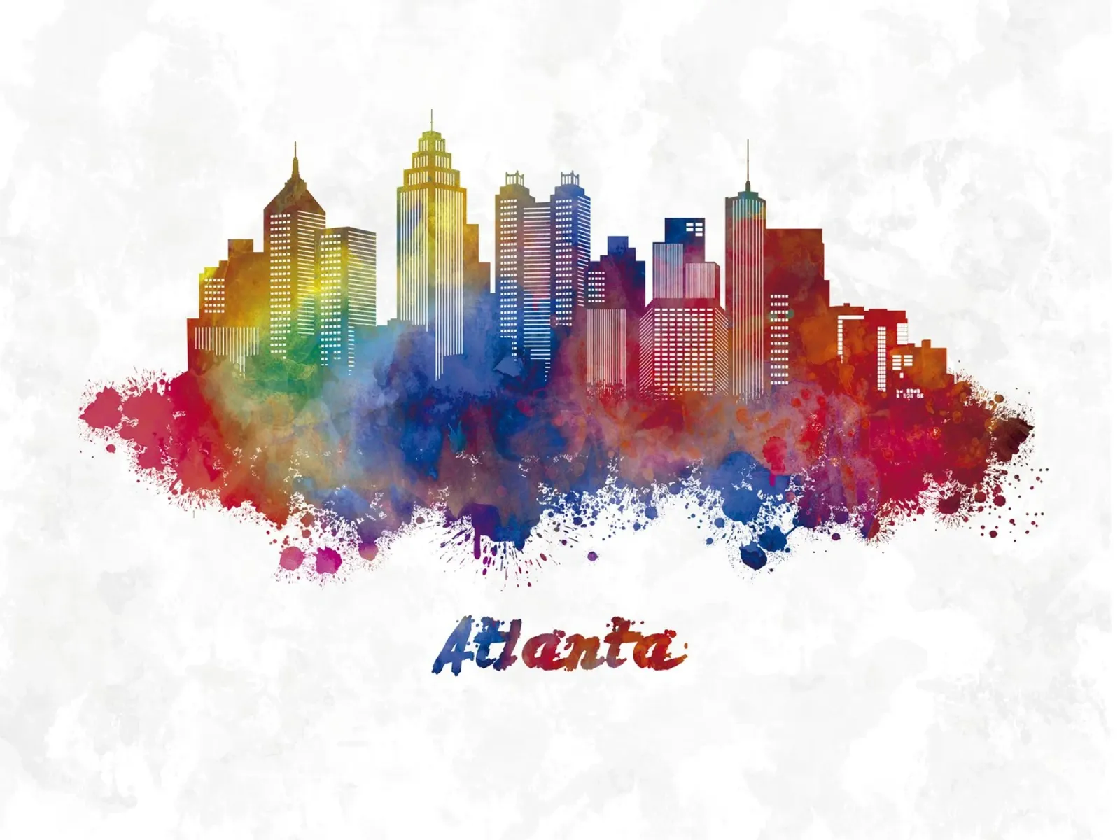 Lo skyline di Atlanta in acquerello pellicola backlit da 🎁 ARTVI-SHOP