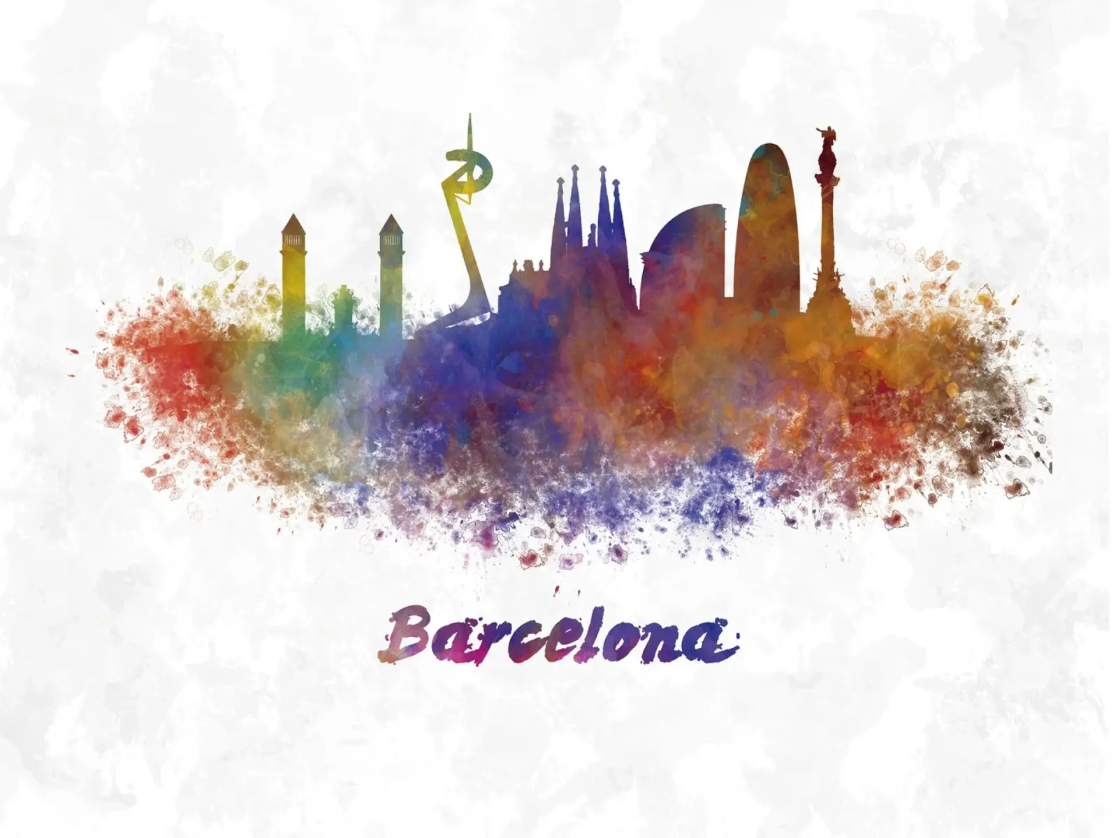 Lo skyline di Barcellona in acquerello pellicola backlit da ARTVI-SHOP