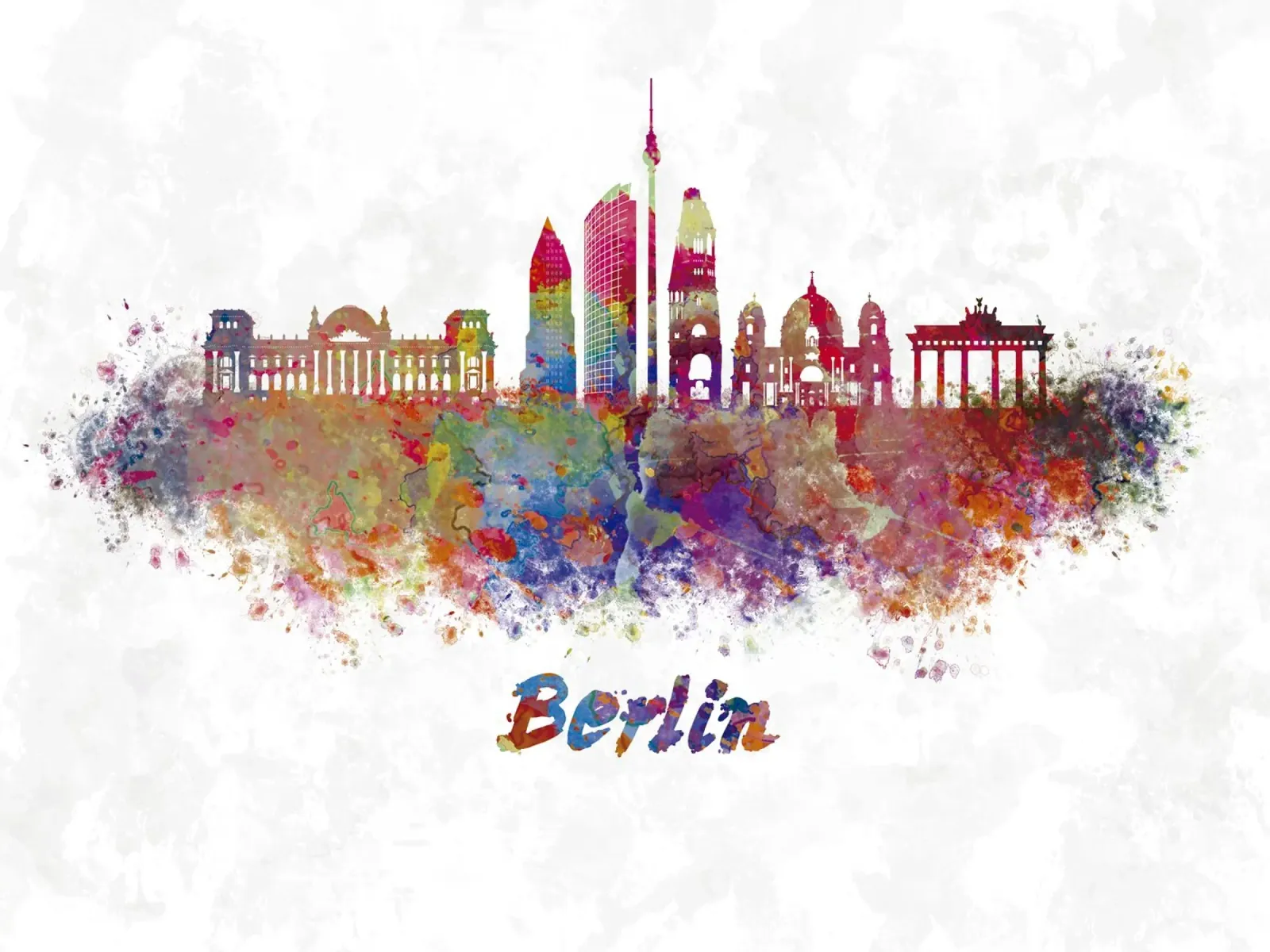Lo skyline di Berlino in acquerello pellicola backlit da ARTVI-SHOP