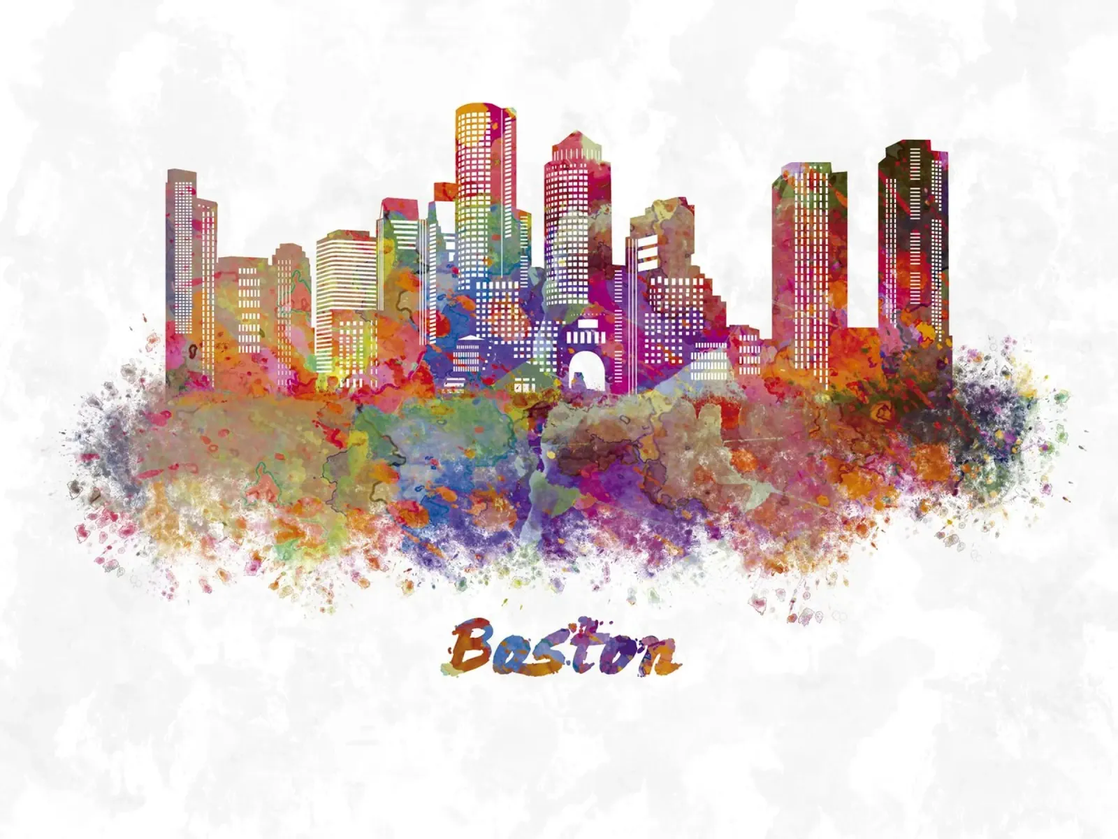 Lo skyline di Boston in acquerello pellicola backlit da ARTVI-SHOP