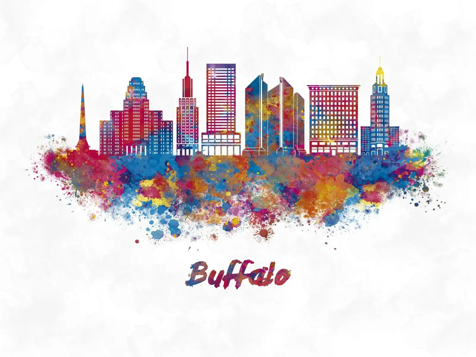 Lo skyline di Buffalo in acquerello pellicola backlit da ARTVI-SHOP