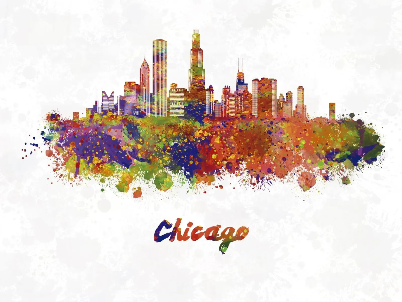 Lo skyline di Chicago in acquerello pellicola backlit da ARTVI-SHOP