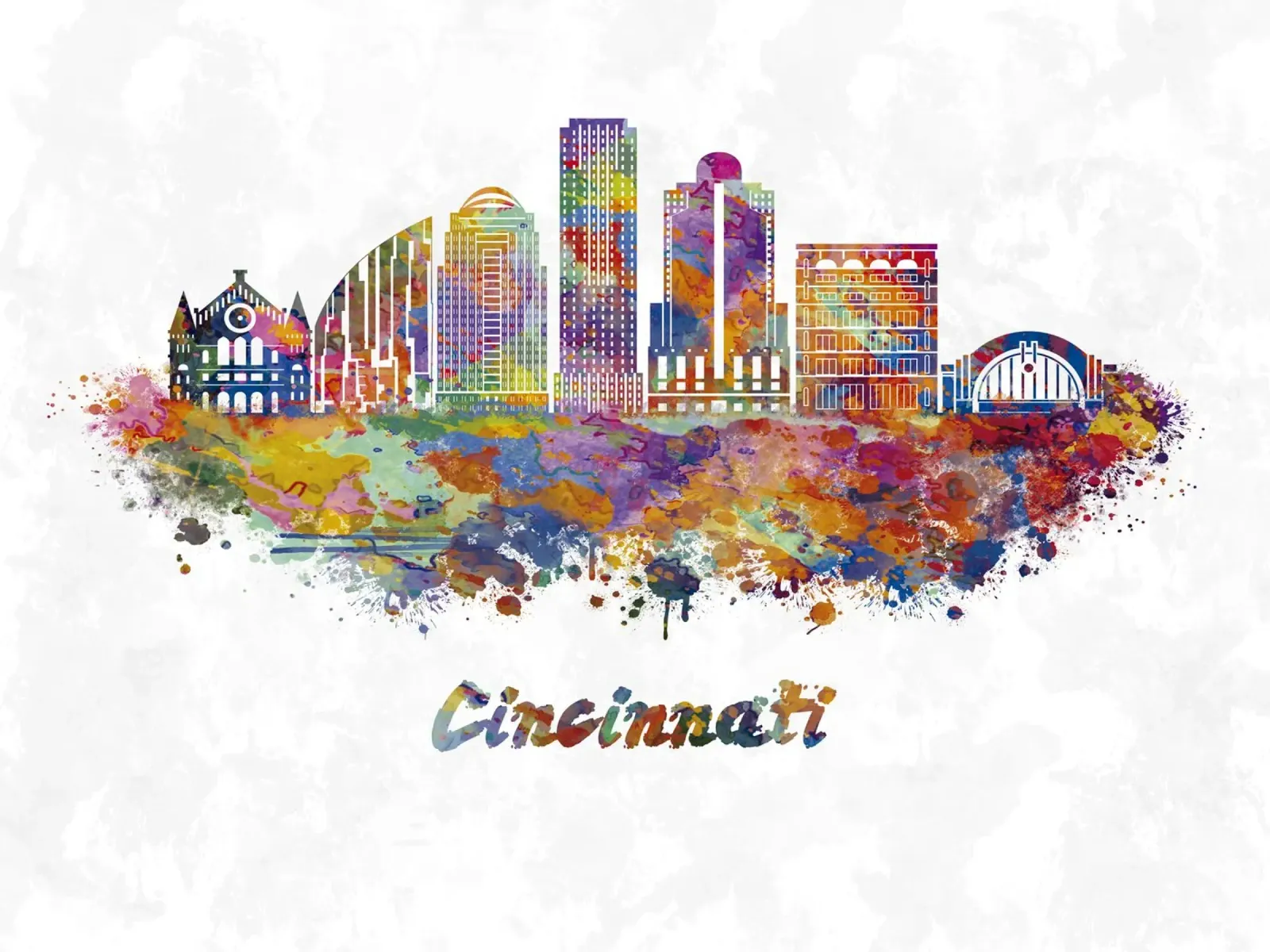 Lo skyline di Cincinnati in acquerello pellicola backlit da ARTVI-SHOP