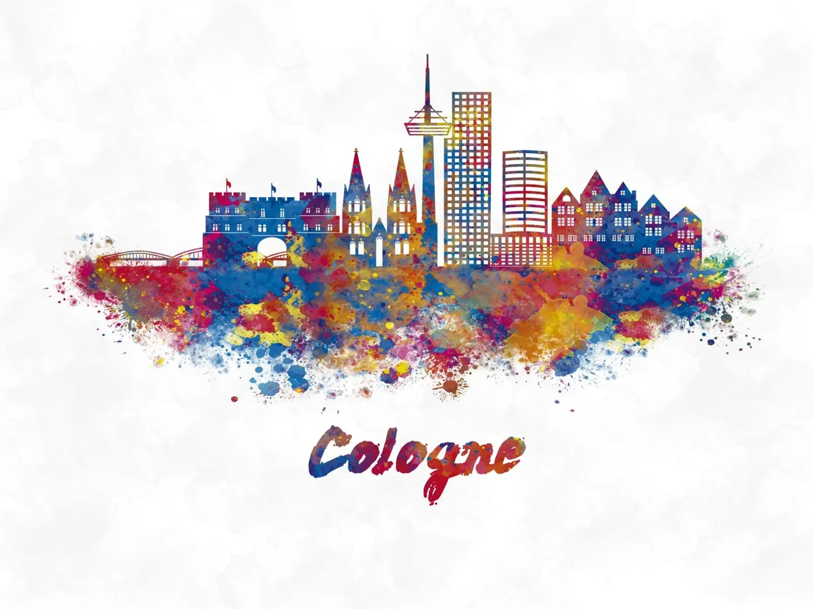 Lo skyline di Colonia in acquerello pellicola backlit da ARTVI-SHOP