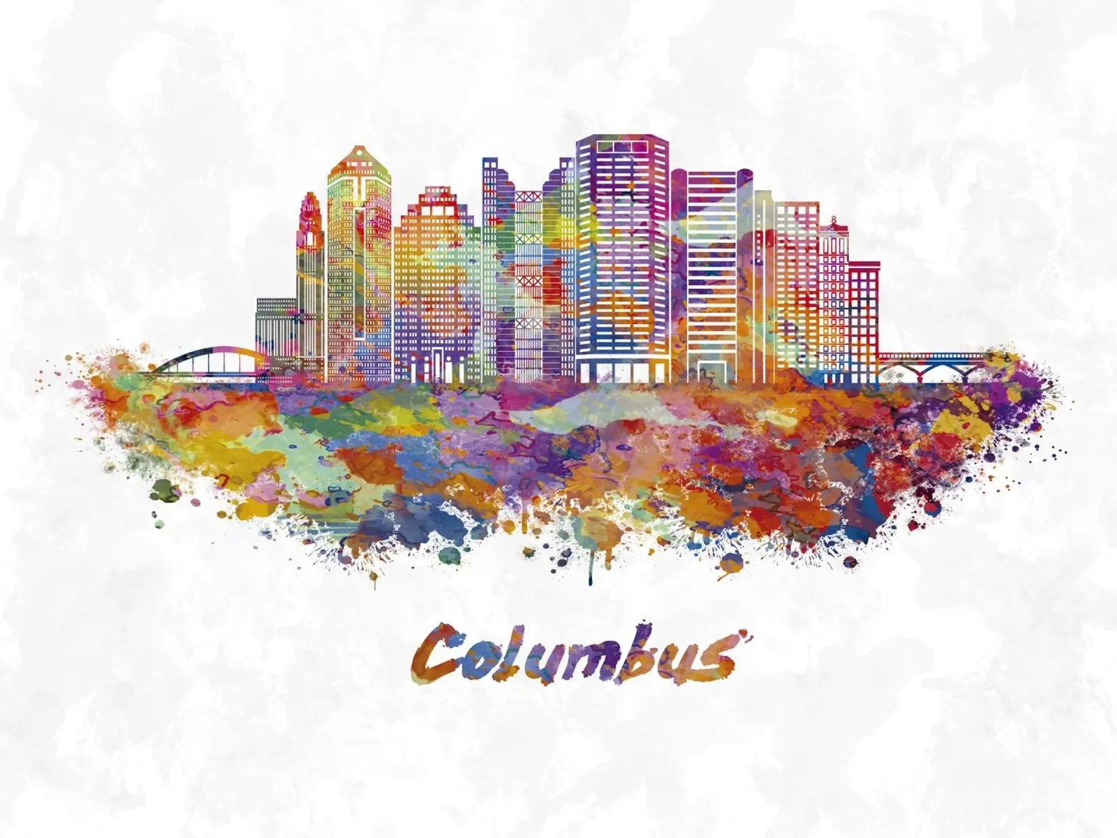 Lo skyline di Colombo in acquerello pellicola backlit da ARTVI-SHOP