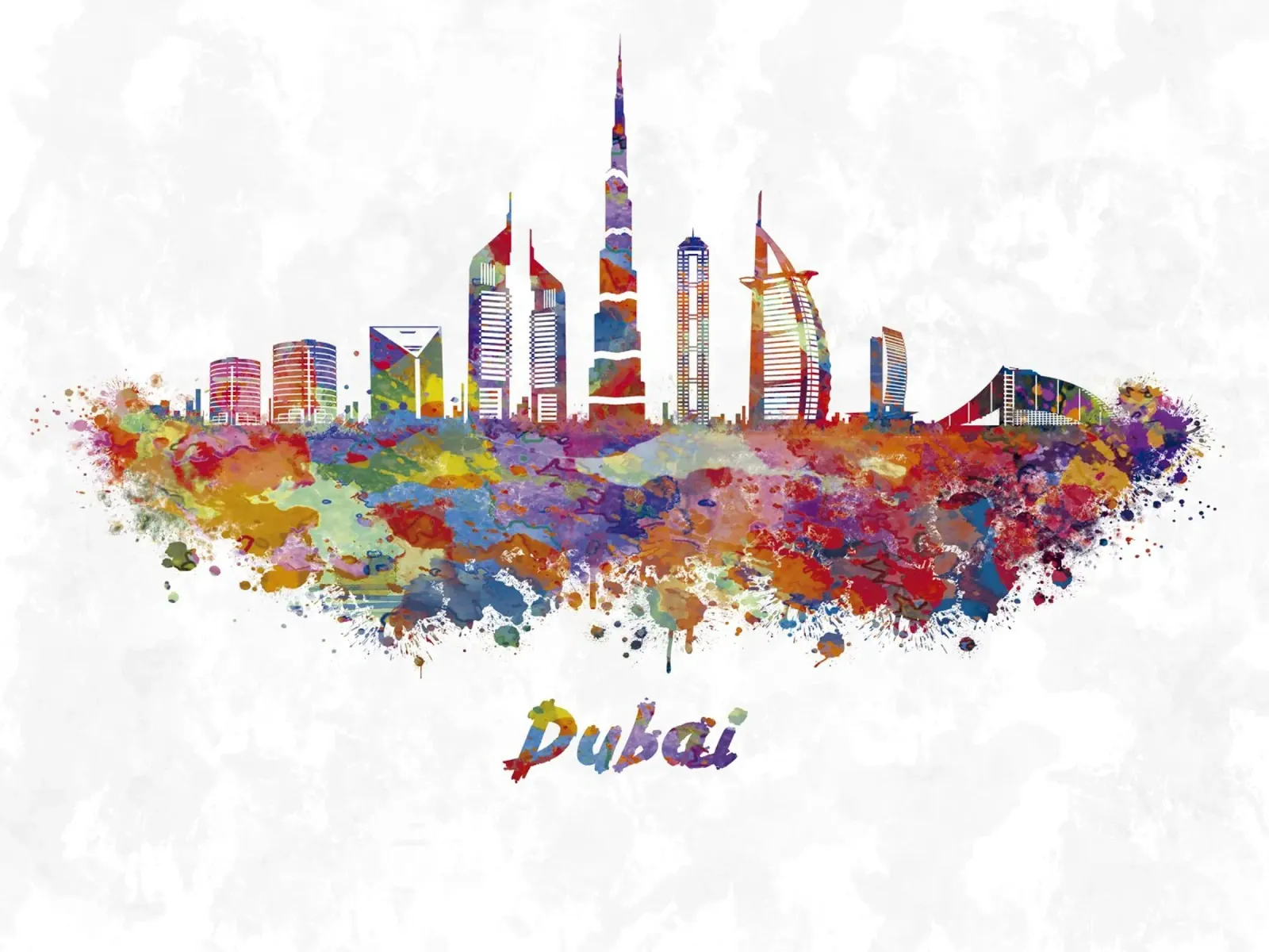 Lo skyline di Dubai in acquerello plexiglass da 🎁 ARTVI-SHOP