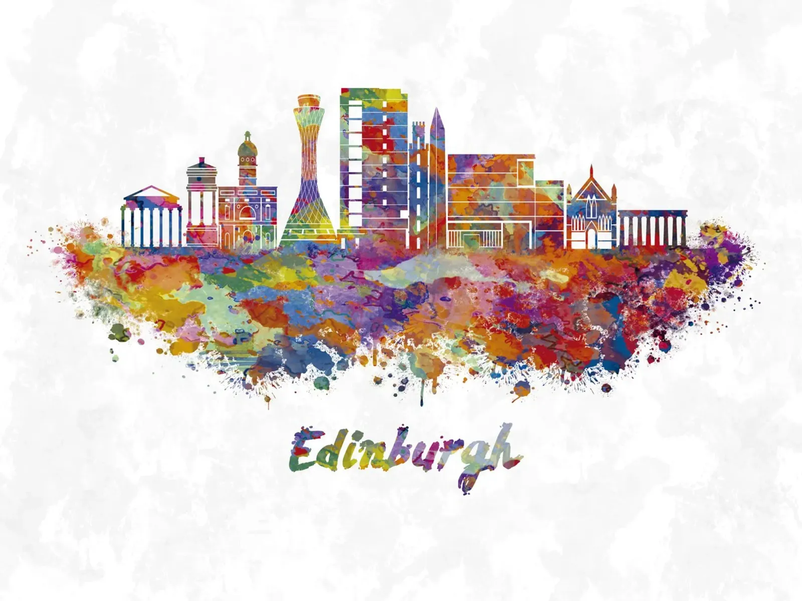 Lo skyline di Edimburgo in acquerello pellicola backlit da ARTVI-SHOP