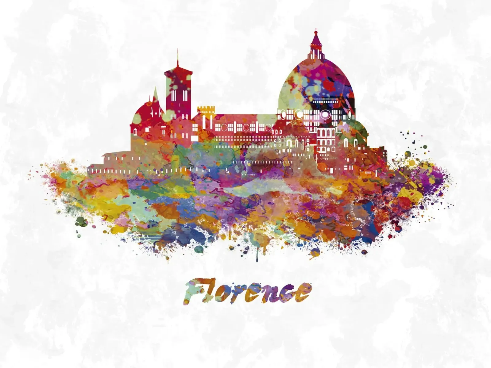 Lo skyline di Firenze in acquerello pellicola backlit da ARTVI-SHOP