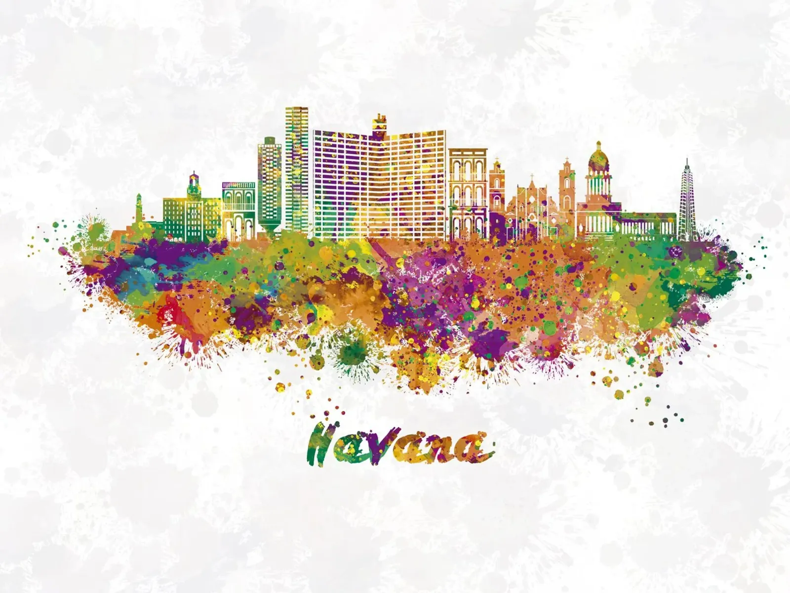 Lo skyline dell'Avana in acquerello pellicola backlit da ARTVI-SHOP