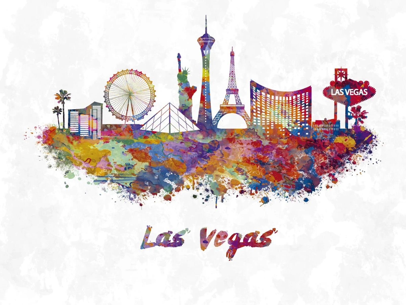 Las Vegas skyline in watercolor poster by ARTVI-SHOP