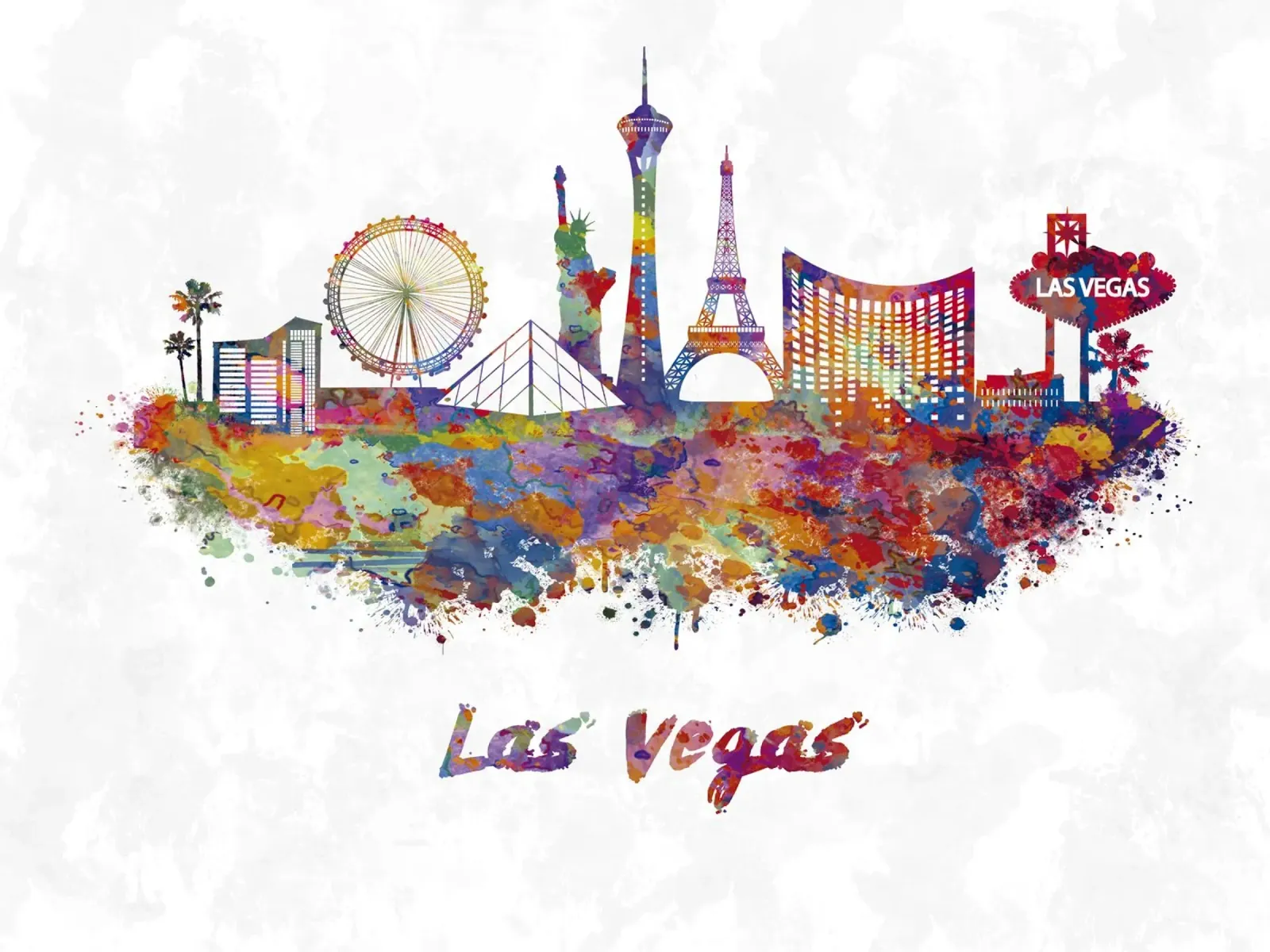 Lo skyline di Las Vegas in acquerello pellicola backlit da ARTVI-SHOP