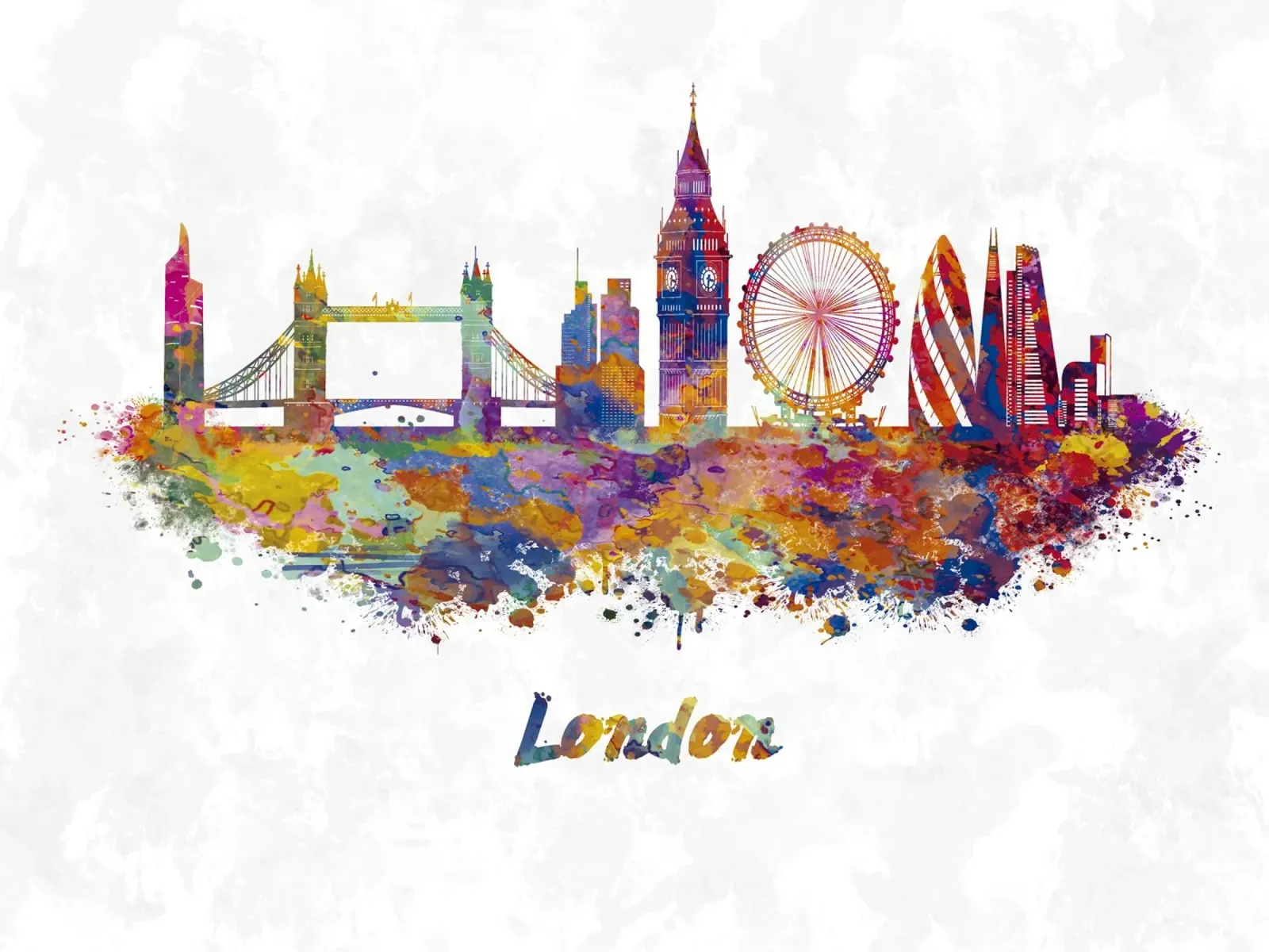 Lo skyline di Londra in acquerello pellicola backlit da ARTVI-SHOP