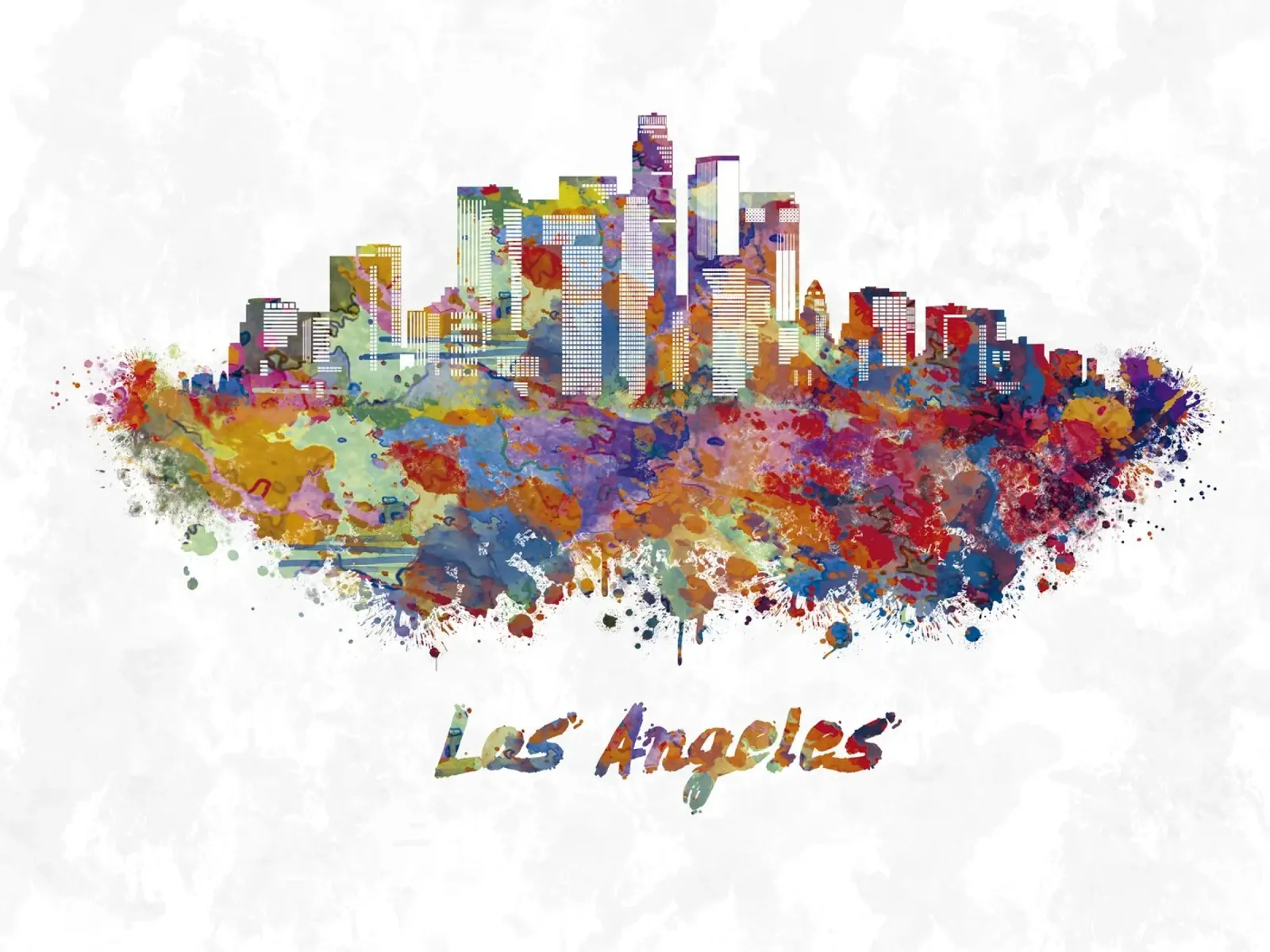 Lo skyline di Los Angeles in acquerello pellicola backlit da ARTVI-SHOP