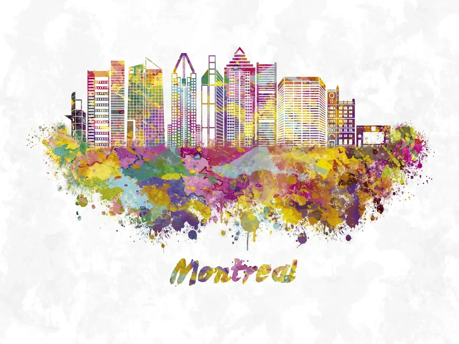 Lo skyline di Montreal in acquerello pellicola backlit da ARTVI-SHOP