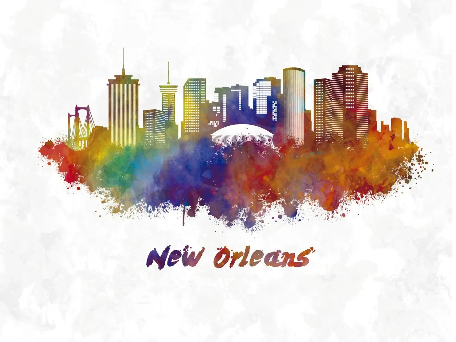 Lo skyline di New Orleans in acquerello pellicola backlit da ARTVI-SHOP