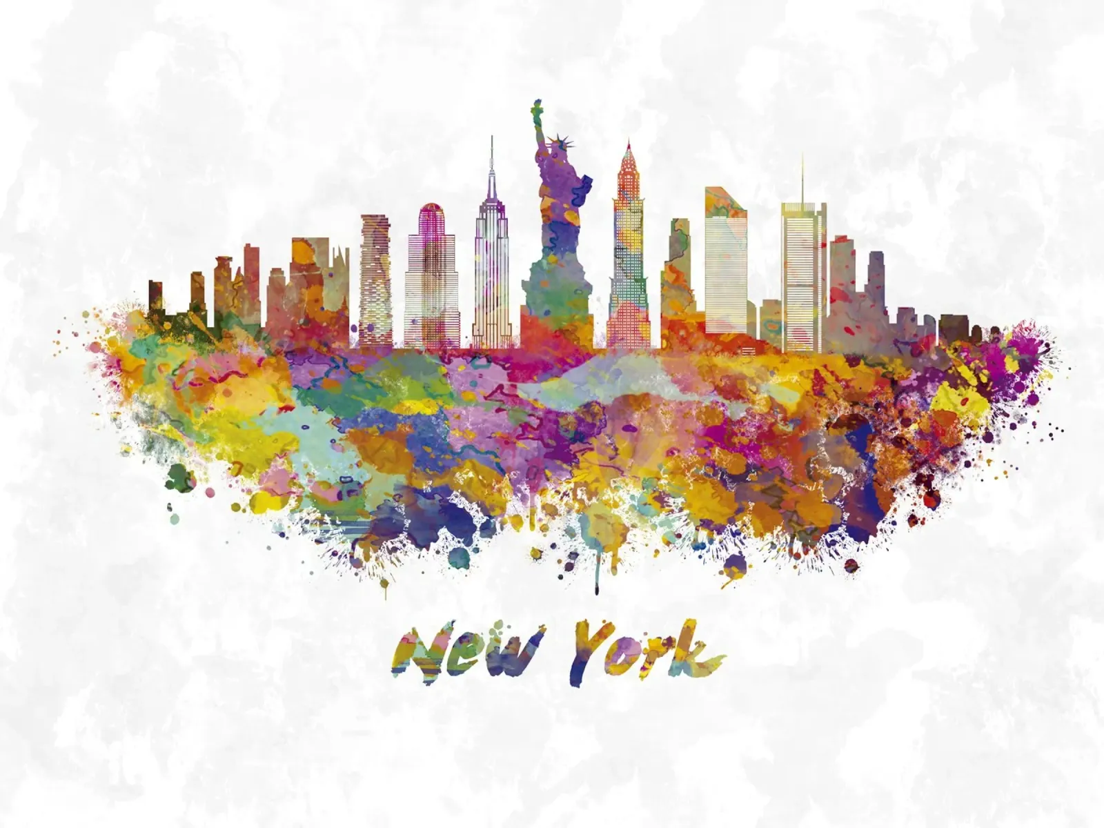Lo skyline di New York in acquerello pellicola backlit da ARTVI-SHOP