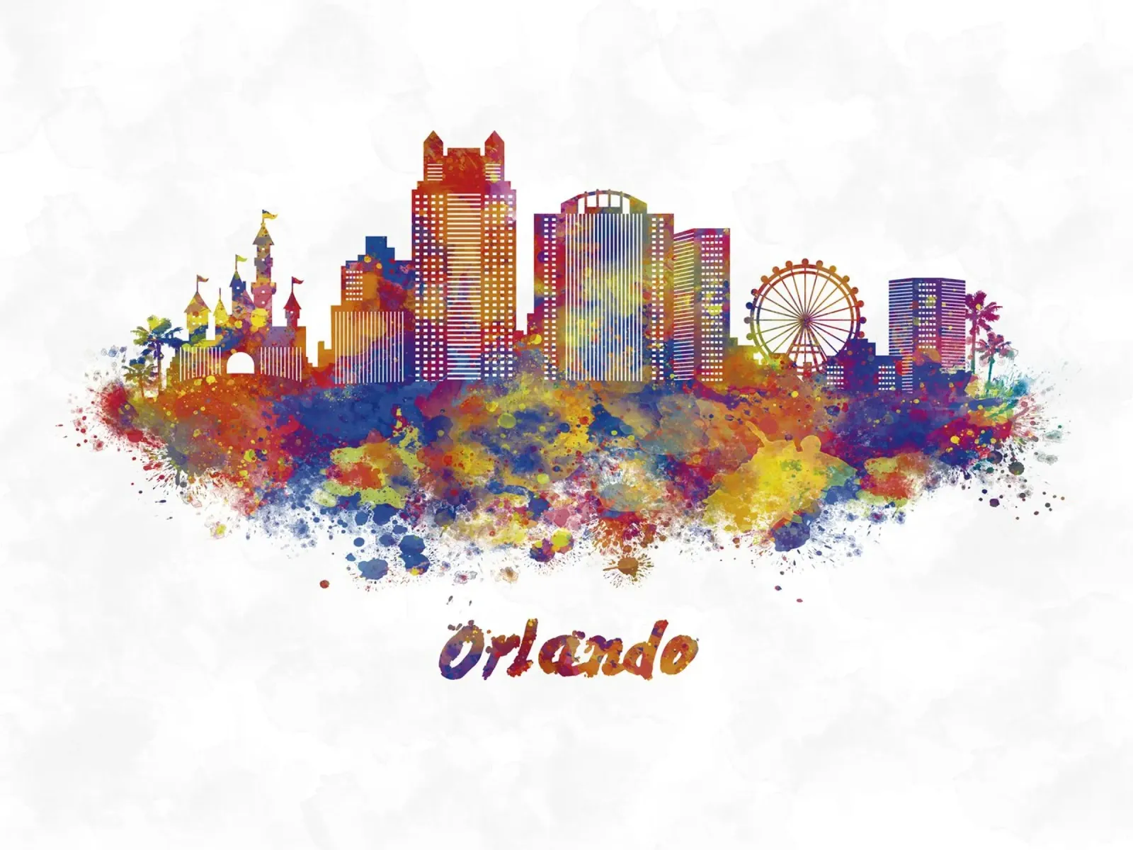 Lo skyline di Orlando in acquerello pellicola backlit da ARTVI-SHOP