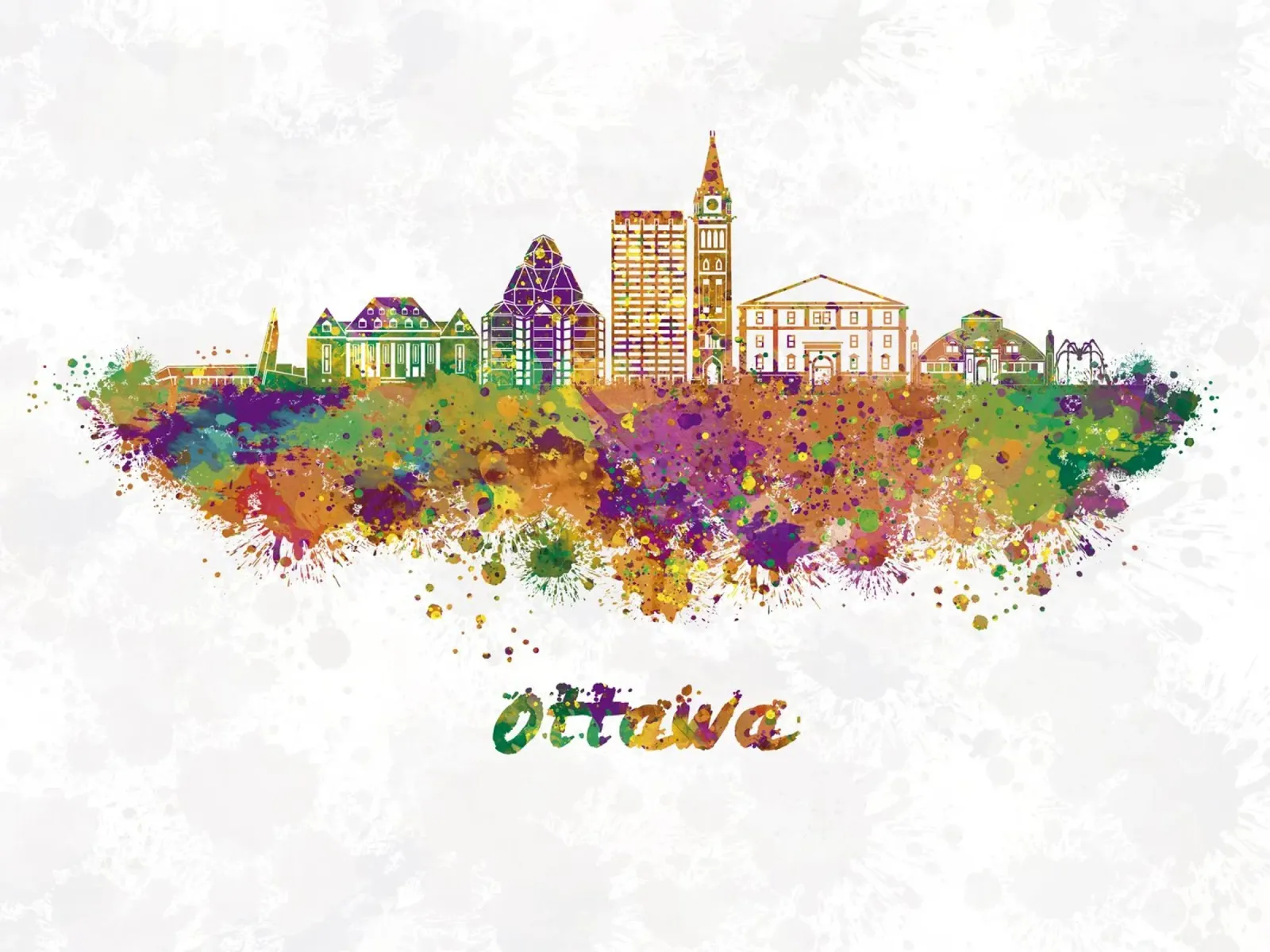 Lo skyline di Ottawa in acquerello pellicola backlit da ARTVI-SHOP