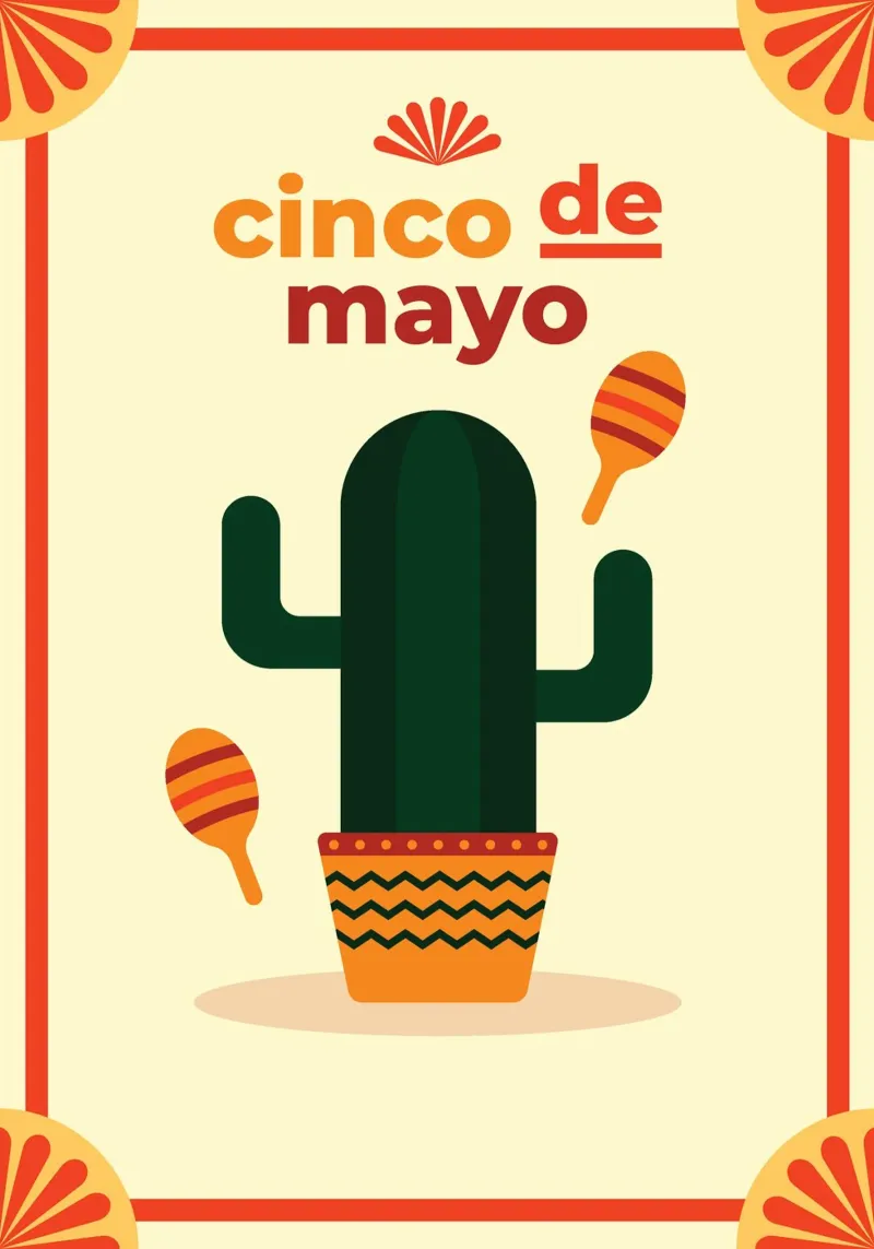 Poster cinco de mayo mexican with cactus poster con telaio in alluminio da galihstudio