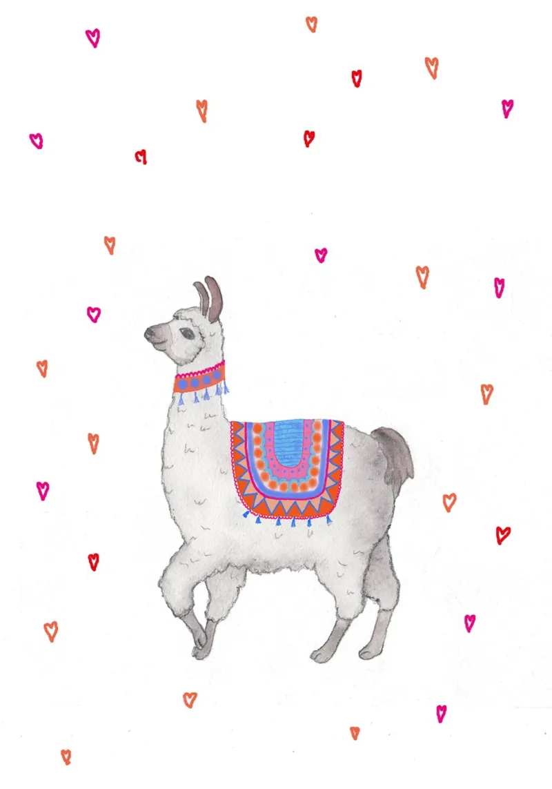 Lama con coperta colorata plexiglass da Farbwelten