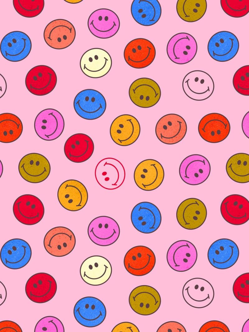 Retro Smiley Faces Seamless Pattern - Neon Colors pellicola backlit da showmemars