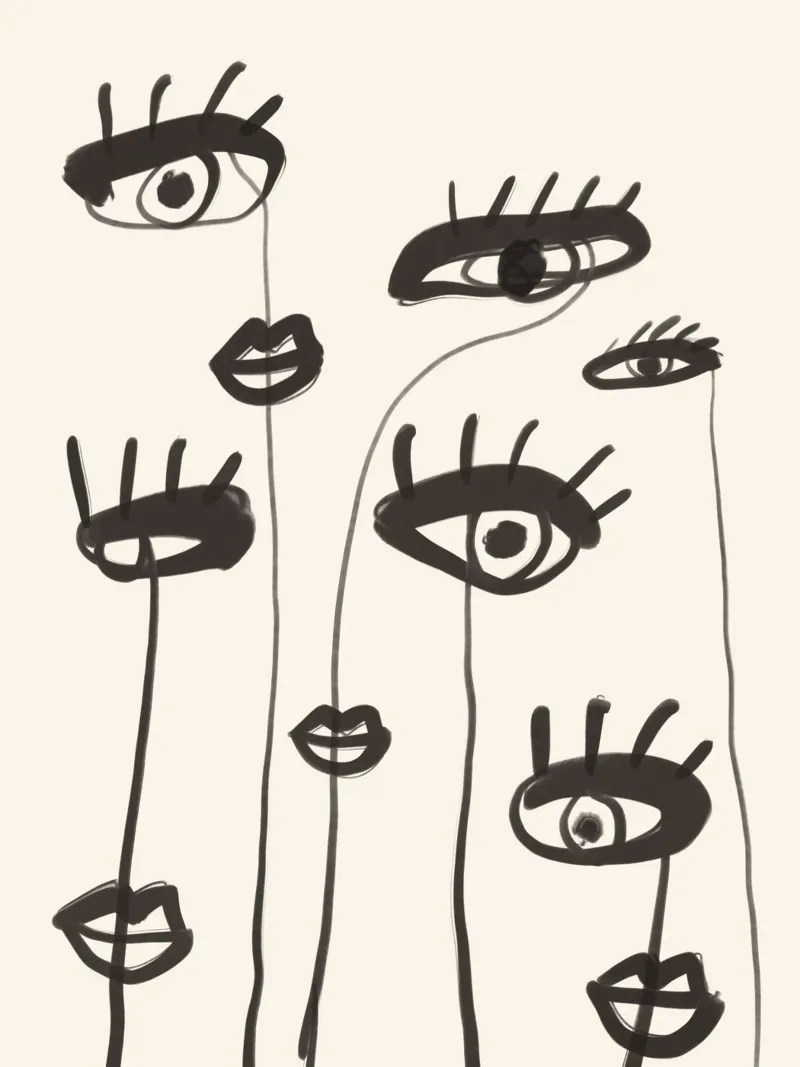 Dessin au trait abstrait yeux 2 hahnemühle de ThingDesign