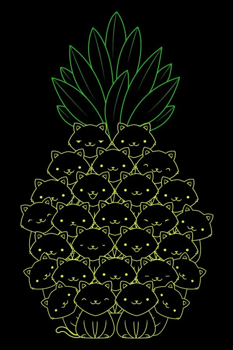 Pineaple Cat poster con telaio in alluminio da Tobe Fonseca