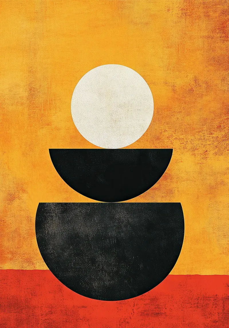 Arancione Abstrakt di metà secolo poster con telaio in alluminio da Nikis Art Studio